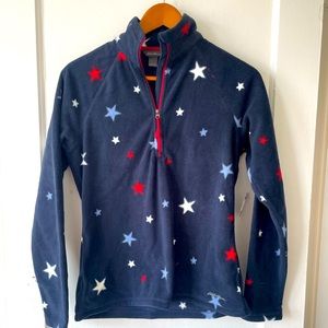 NWT Eddie Bauer Women’s Fleece Quarterzip Navy/Red/White